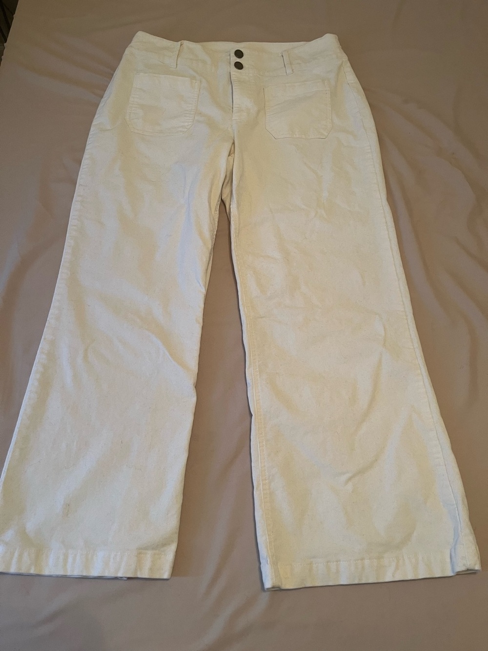 Women's Cream Wide-Leg Cords